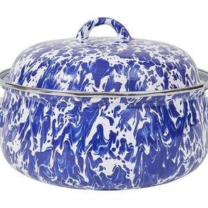 Blue and White Enamelware Stock Pot 2.5 Quart